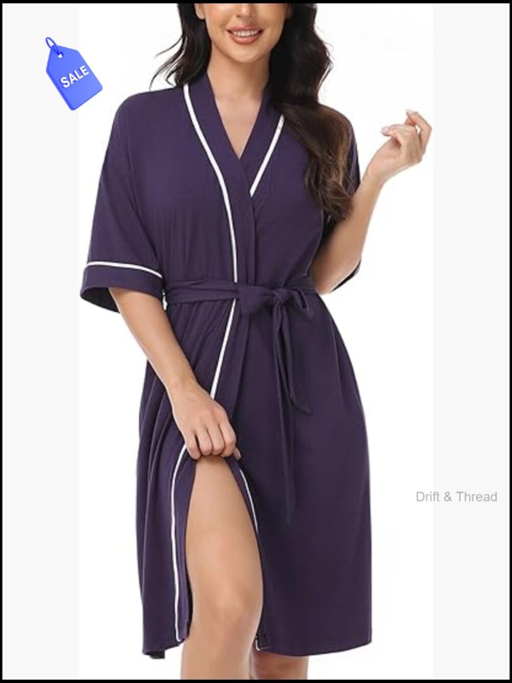 Womens Bamboo Short Robe Lightweight Kimono Knit Bathrobe with Pockets